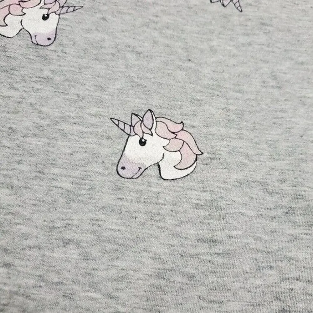 Justice Shirt Girls 10 Grey Unicorn Comfort Stretch Graphic Tee‎ All over Print